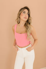 Lace Up Corset Top Pink