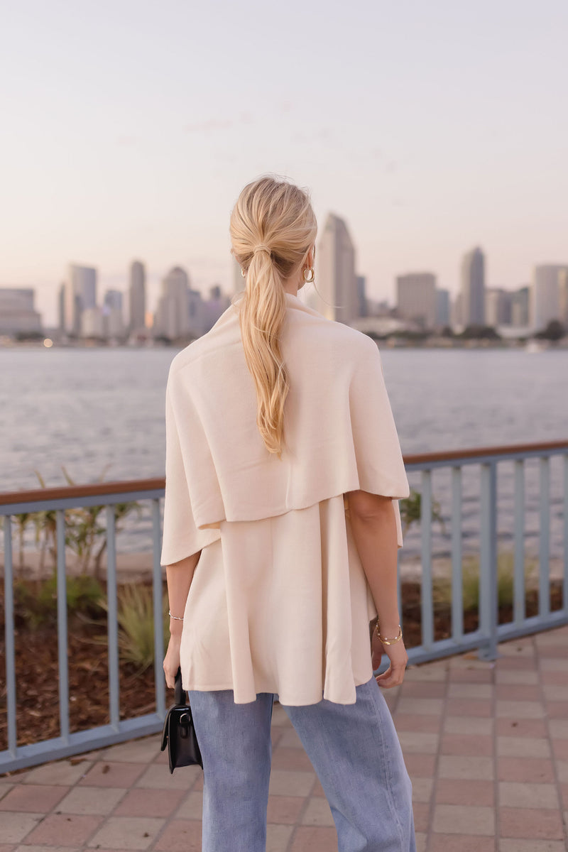 Sleeveless Open Front Cardigan Ivory