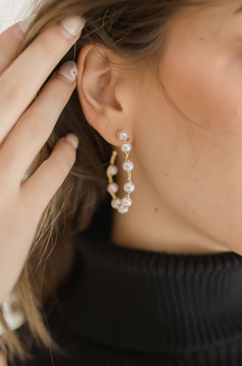  Pearl Hoop Earrings Gold