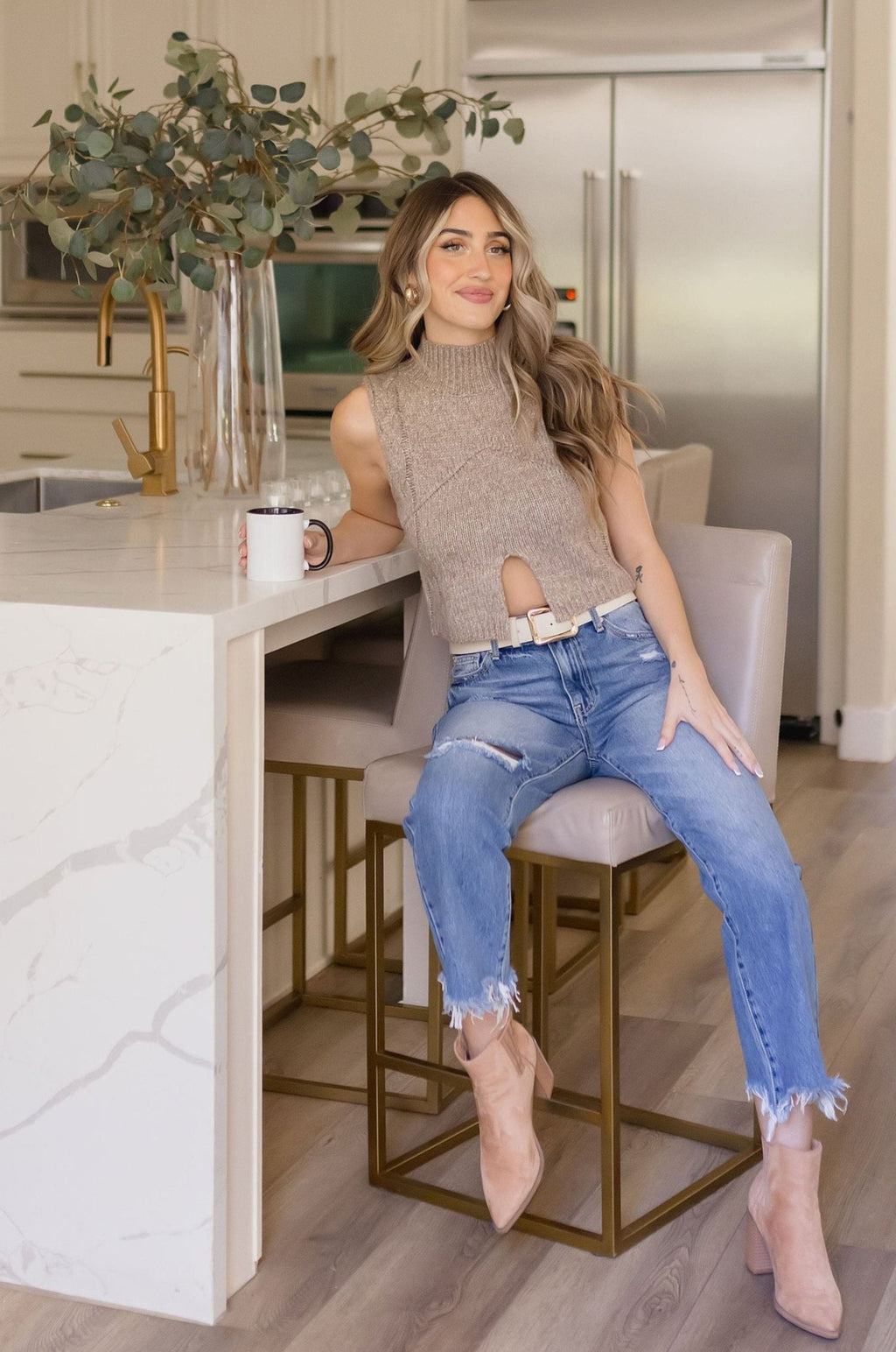 Chanley Sweater Top Mocha