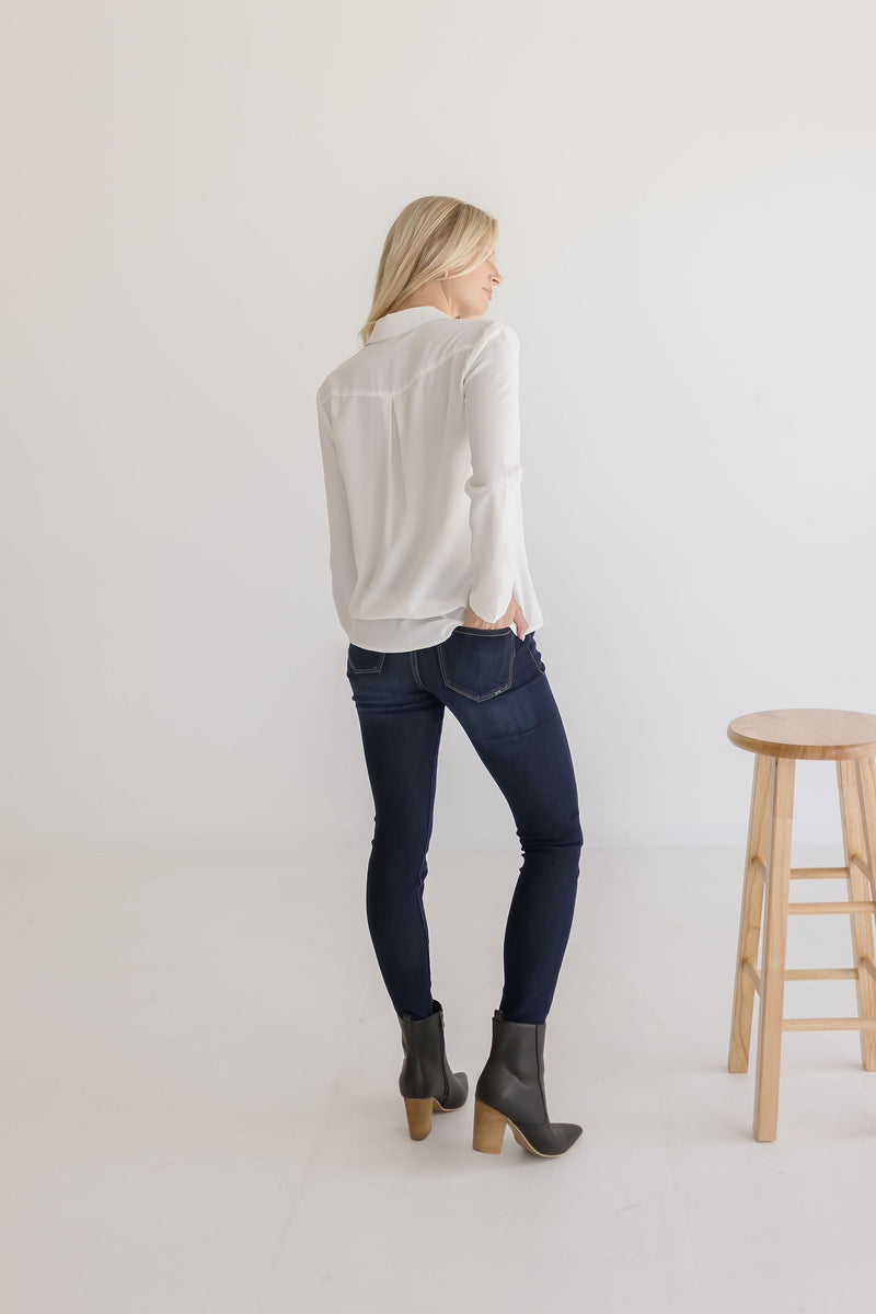  Long Sleeve Button Down Top Ivory
