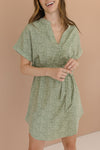 Short Sleeve Abstract Print Mini Dress Green