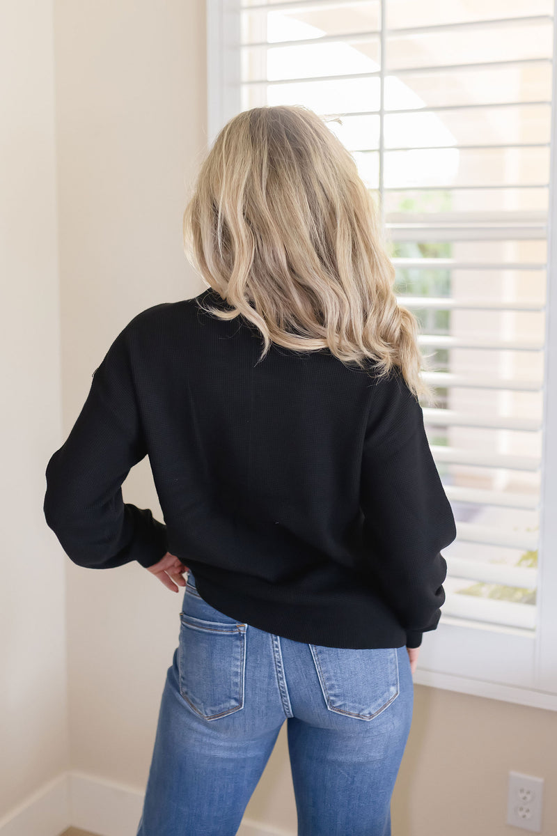 Long Sleeve Button Down Cardigan Black