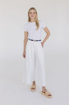 Faux Leather Twist Lock Skinny Belt Navy