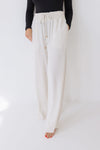 Drawstring Linen Wide Leg Pants Nude