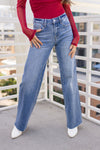 Mid Rise Crop Wide Leg Jeans Medium Wash