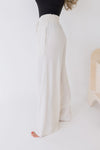 Drawstring Linen Wide Leg Pants Nude