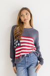 Flag Print Sweater Top Navy