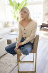 Long Sleeve Button Down Cardigan Beige