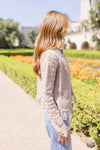  Lace Trim Cardigan Sweater Top Brown