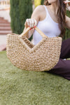  Textured Straw Tote Taupe