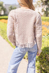  Lace Trim Cardigan Sweater Top Brown