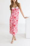 Sleeveless Floral Print Midi Dress Pink
