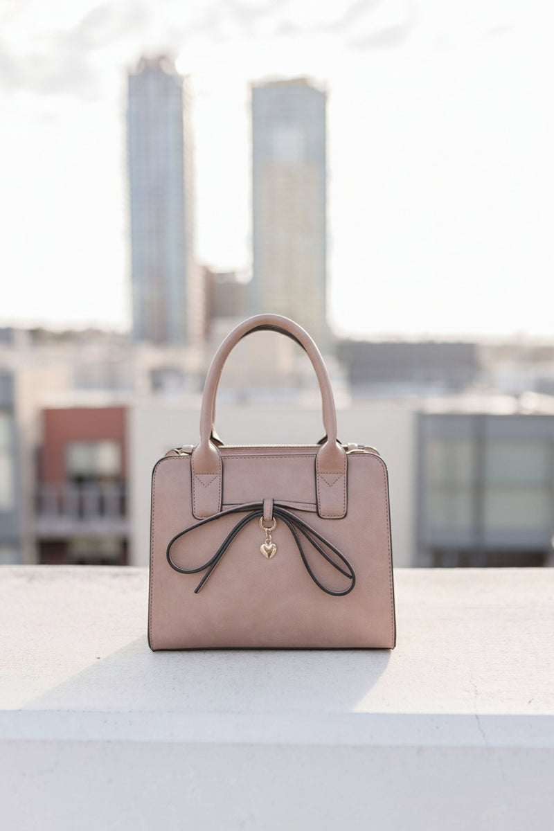 Top Handle Faux Leather Purse Mauve