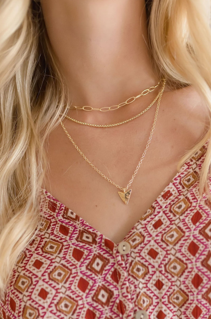 Layered Arrow Head Chain Necklace Gold