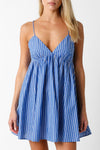 Davina Sleeveless Stripe Print Mini Dress Blue