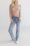 Long Sleeve Ribbed Sweater Top Mauve
