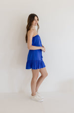 Sleeveless Drawstring Mini Dress Blue