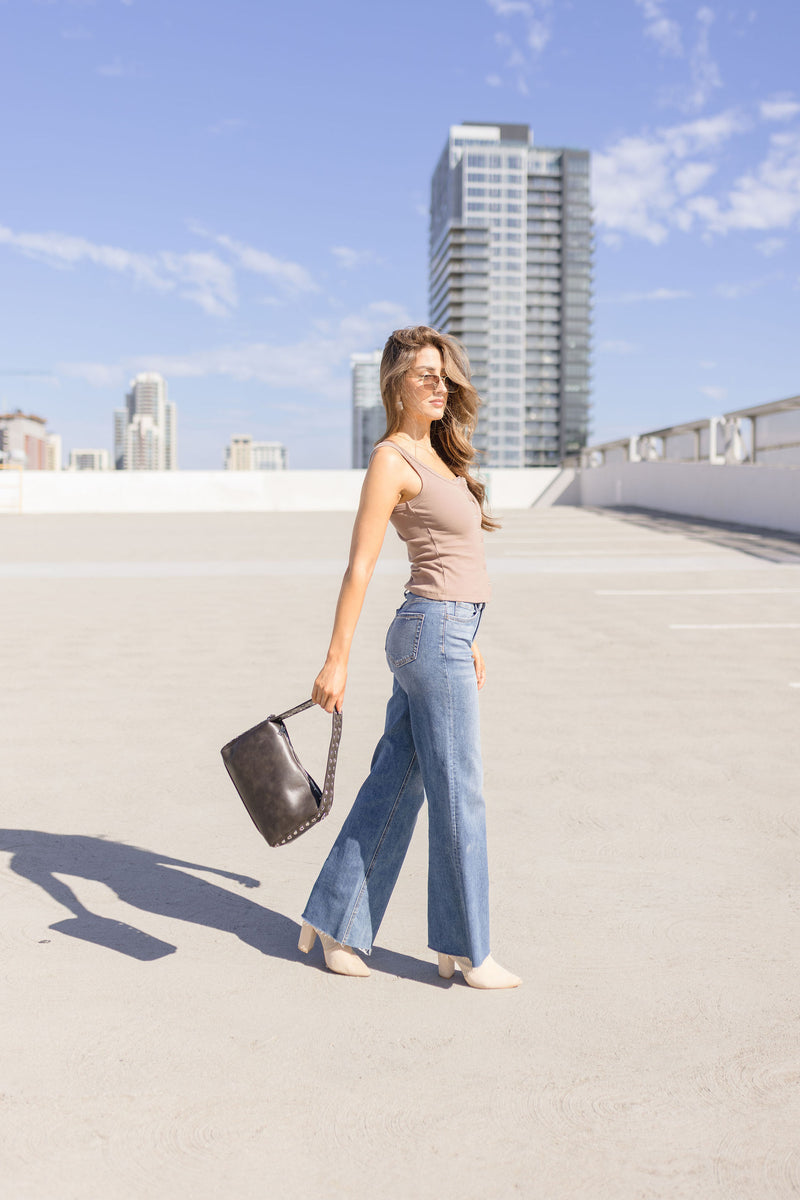 Kira Sleeveless Ribbed Top Mocha