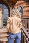Vegan Suede Moto Jacket Camel
