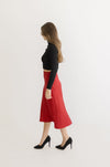  Satin Midi Skirt Red