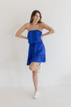 Sleeveless Drawstring Mini Dress Blue