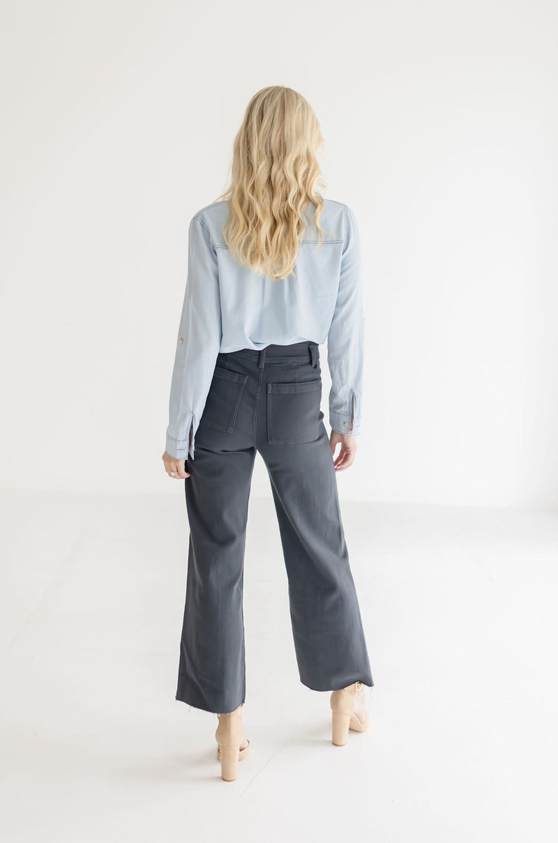 High Rise Wide Leg Jeans Navy
