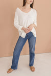 Scoop Neck Knit Sweater Top White