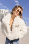 Long Sleeve Faux Fur Jacket Ivory