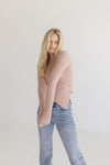 Long Sleeve Ribbed Sweater Top Mauve