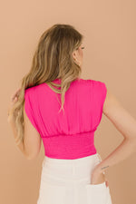 Sleeveless Deep V-Neck Top Pink