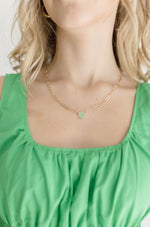 Chain Link Stone Necklace Green