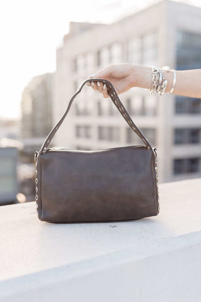 Shoulder Bag Faux Leather Purse Brown