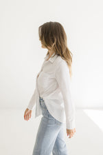 Long Sleeve Button Down Top White