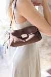 Faux Suede Crossbody Purse Brown