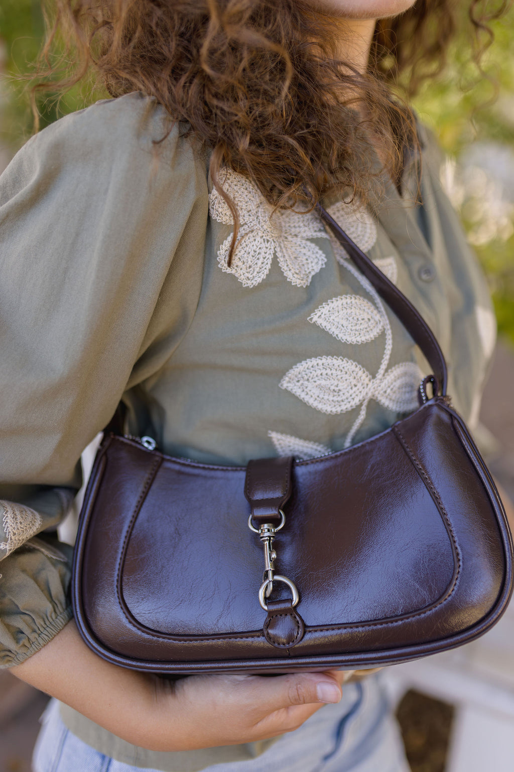 Shoulder Bag Faux Leather Purse Brown