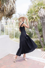 Sleeveless Linen Midi Dress Black