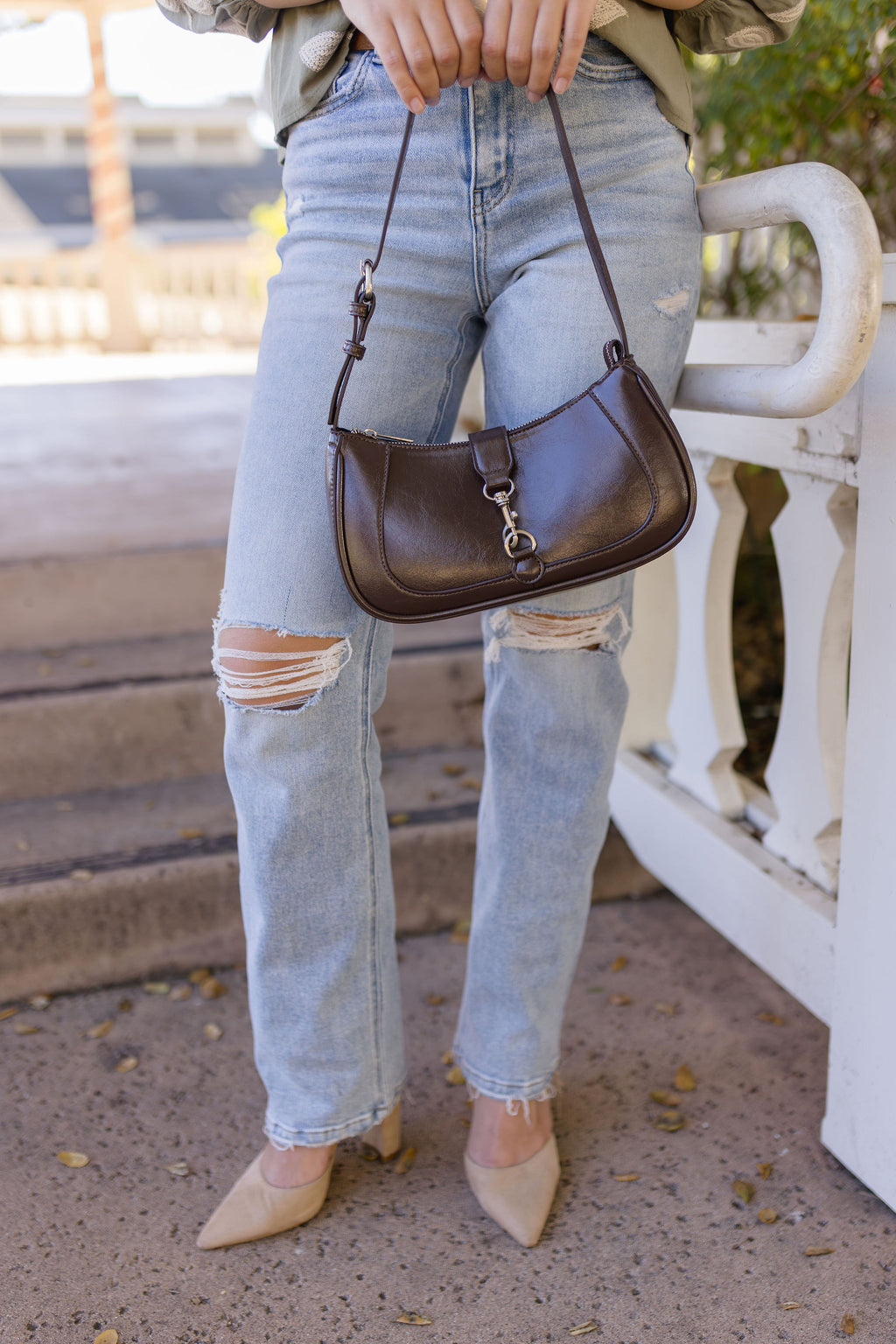 Shoulder Bag Faux Leather Purse Brown