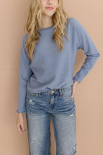 Felicia Long Sleeve Sweater Top Blue