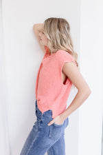 Sleeveless Sweater Top Coral