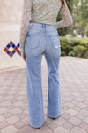 High Rise Distressed Wide Leg Jeans Light Wash