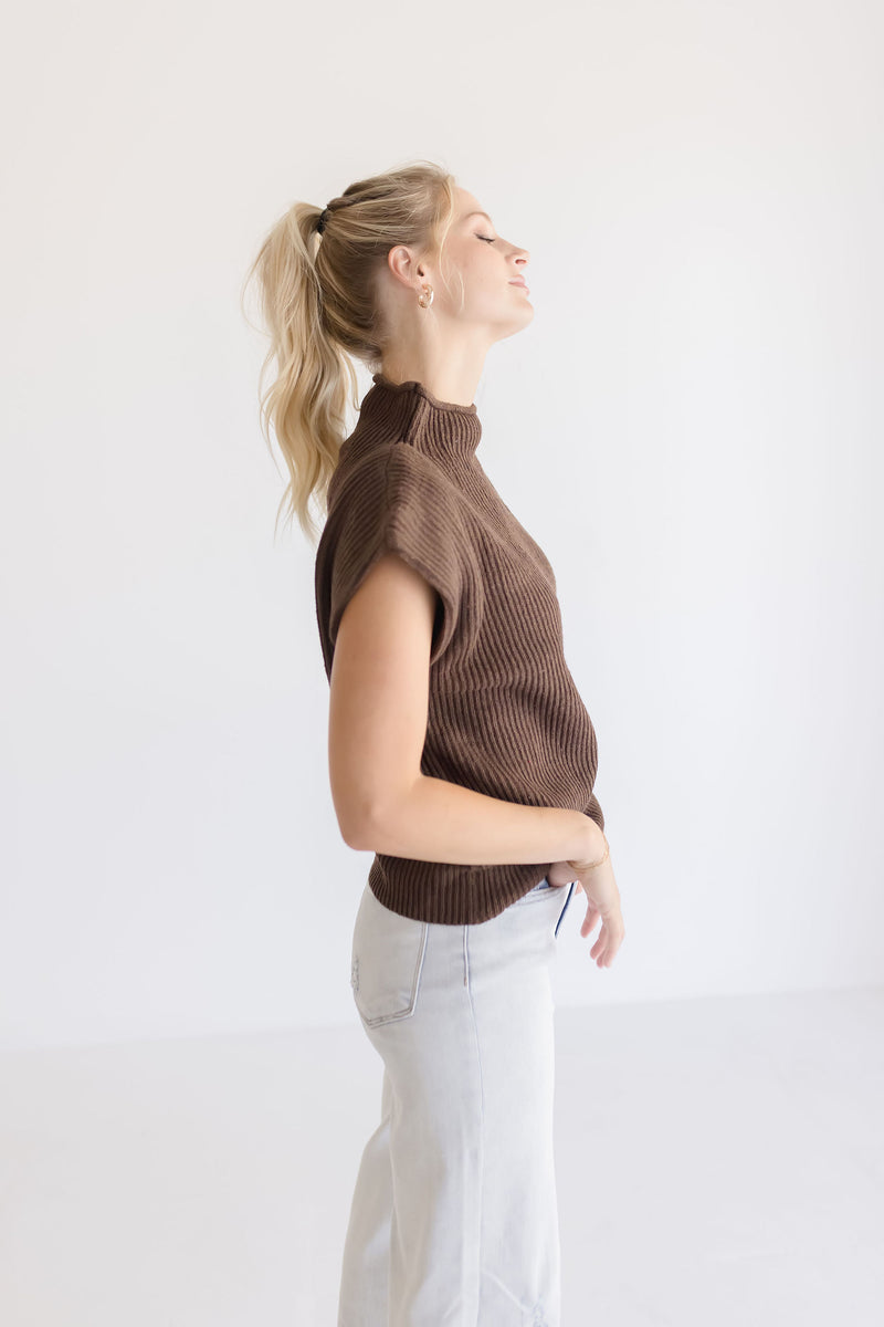 Short Sleeve Sweater Brown