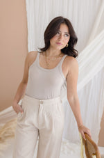 Ribbed Knit Sleeveless Tank Top Taupe