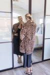 Long Sleeve Faux Fur Leopard Print Jacket Camel
