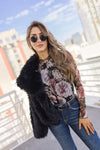Long Sleeve Faux Fur Jacket Black