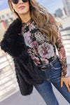 Long Sleeve Faux Fur Jacket Black