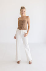 Sleeveless Button Front Top Taupe