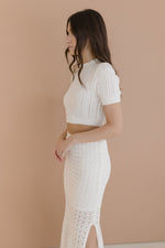 Pointelle Knit Crop Top And Maxi Skirt Set White