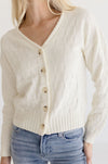 Checker Board Cardigan Sweater Top Ivory
