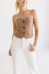 Sleeveless Button Front Top Taupe